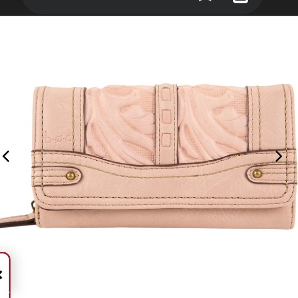 BOC Embossed Saddle pink Leather Tri-Fold Large Wallet MAKE OFFER - Picture 2 of 7